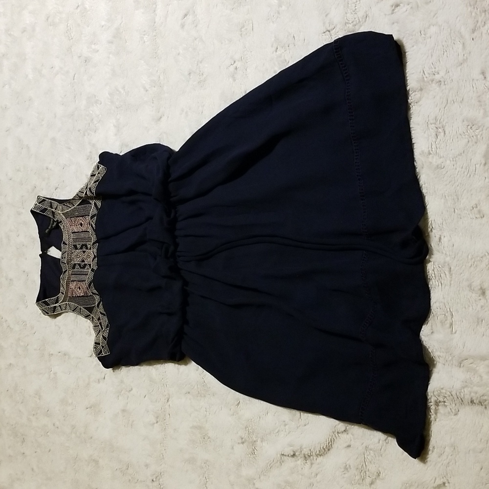 Jodi Kristopher Dress Womens Size Small Tiered Waist Sleeveless Embroidered Boho